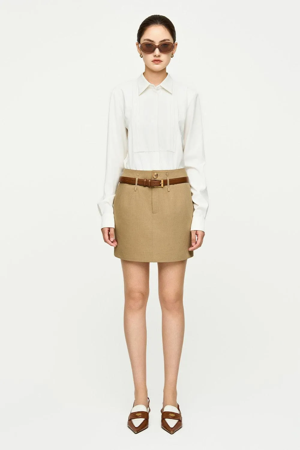 Anna Straight Collared Neck Cotton Poplin Shirt