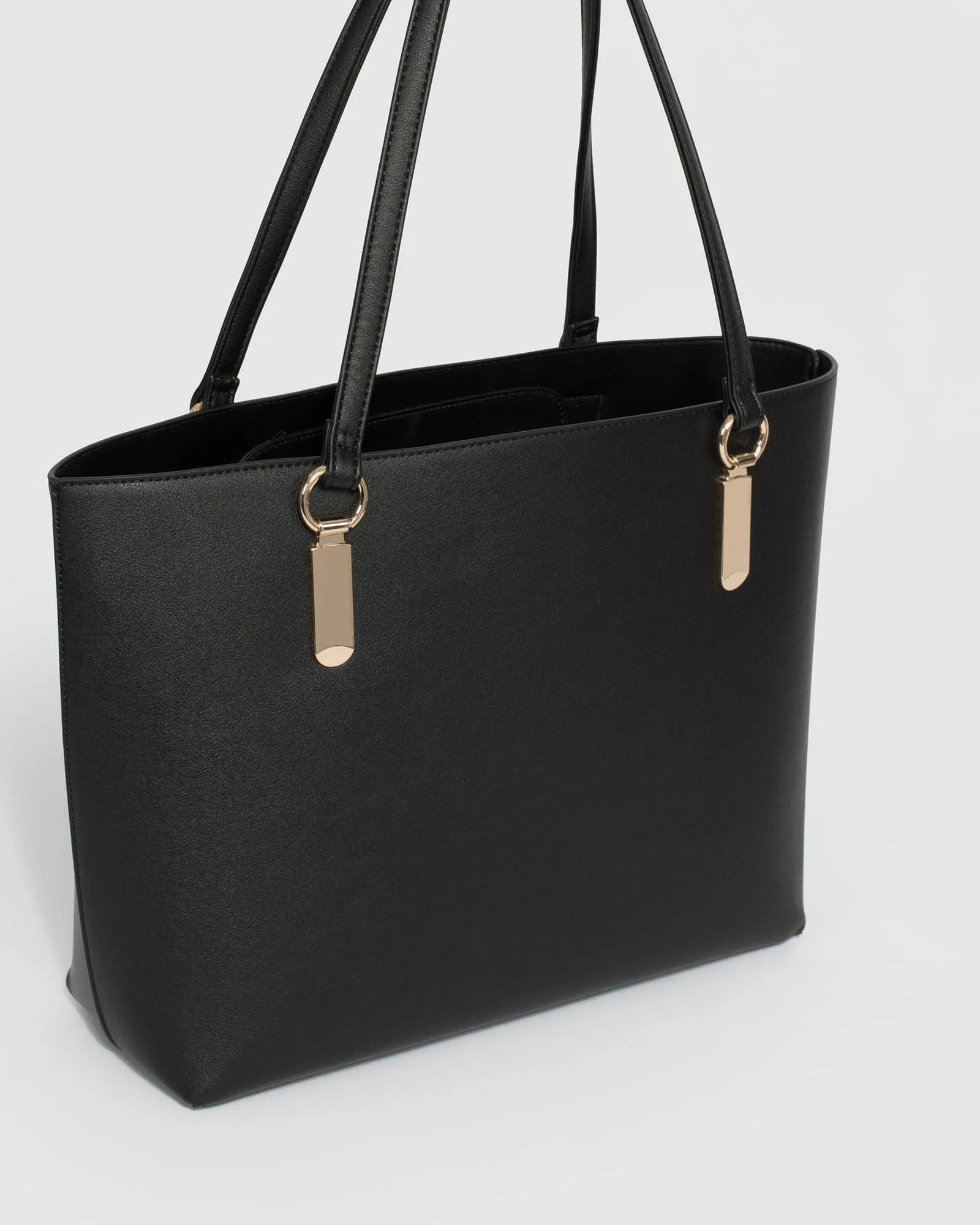 Black Angelina Tote Bag With Gold Hardware