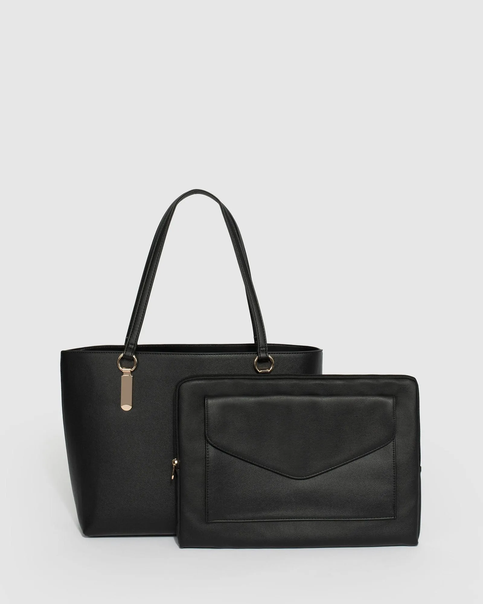 Black Angelina Tote Bag With Gold Hardware