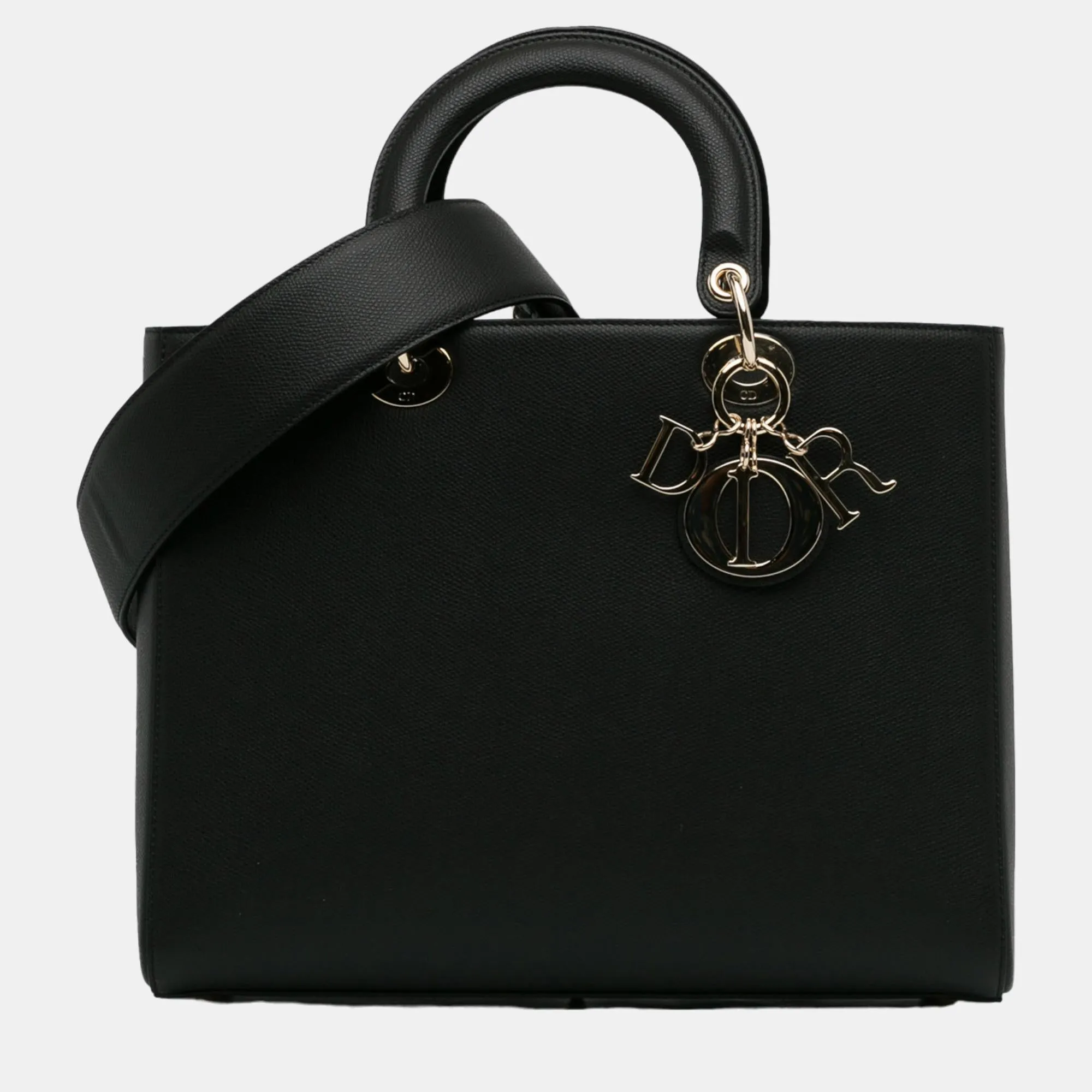 Black Large Grained Calfskin Lady Dior