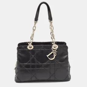 Black Macrocannage Leather Soft Chain Tote