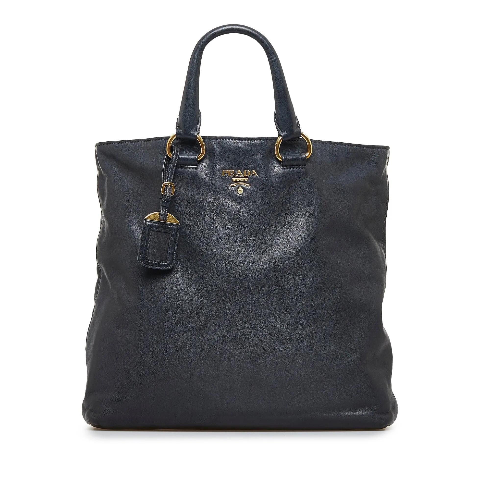 Black Prada Soft Calf Shopping Tote Satchel