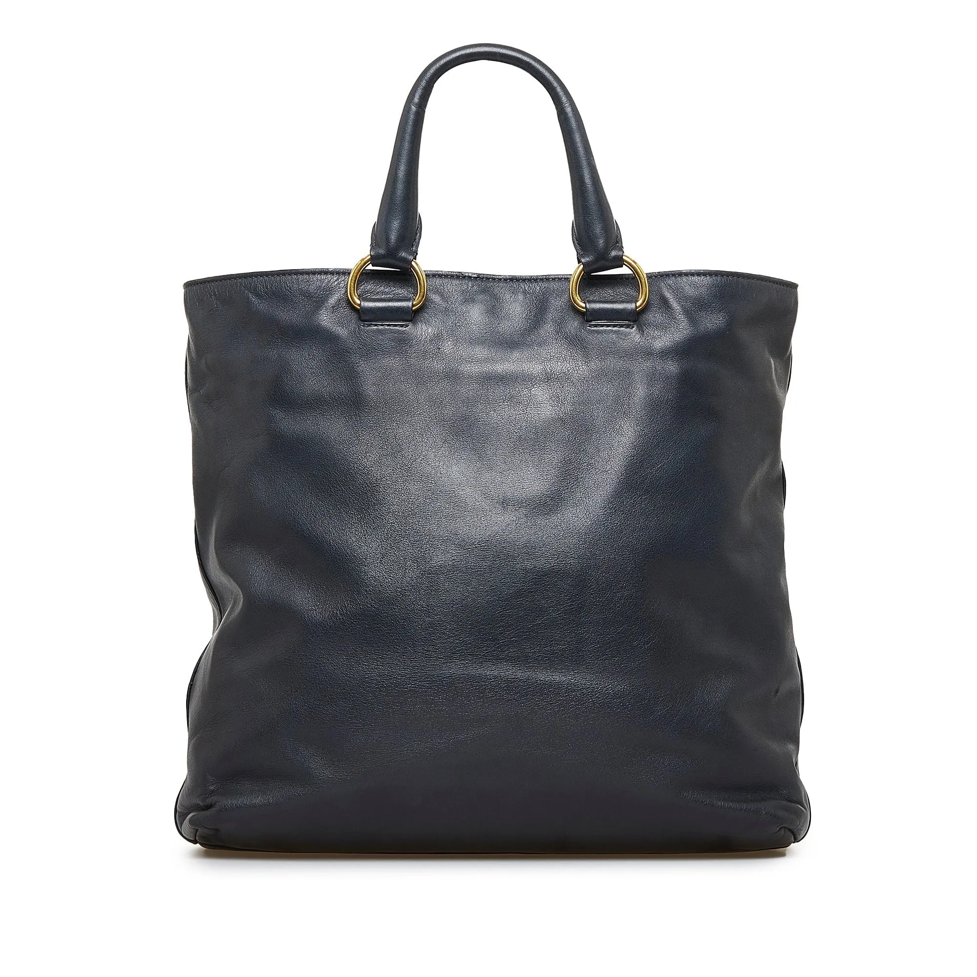 Black Prada Soft Calf Shopping Tote Satchel