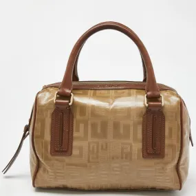 Brown Signature Coated Fabric and Leather Satchel