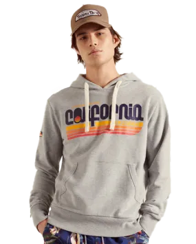 Cali Surf Graphic Overhead Hoodie in Grey Marl