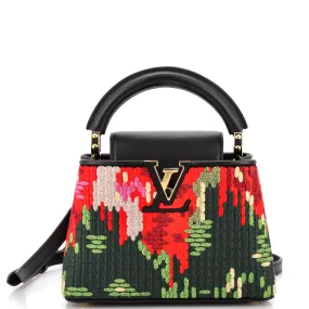 Capucines Bag Multicolor Embroidered Cotton and Lurex with Leather Mini