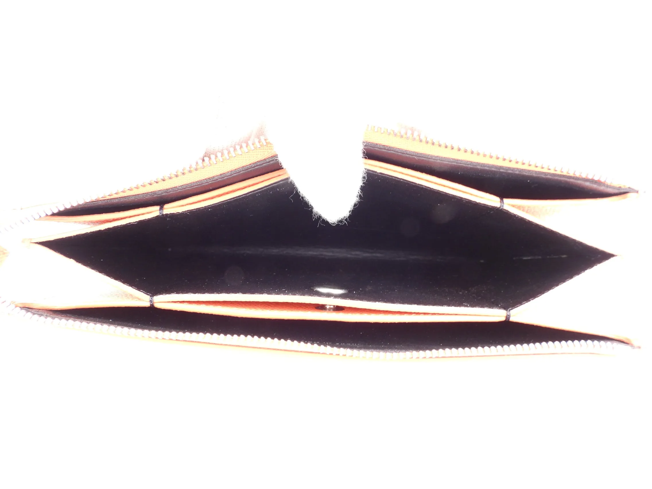 Celine Orange Pebble Grained Leather Trio Cosmetic Pouch