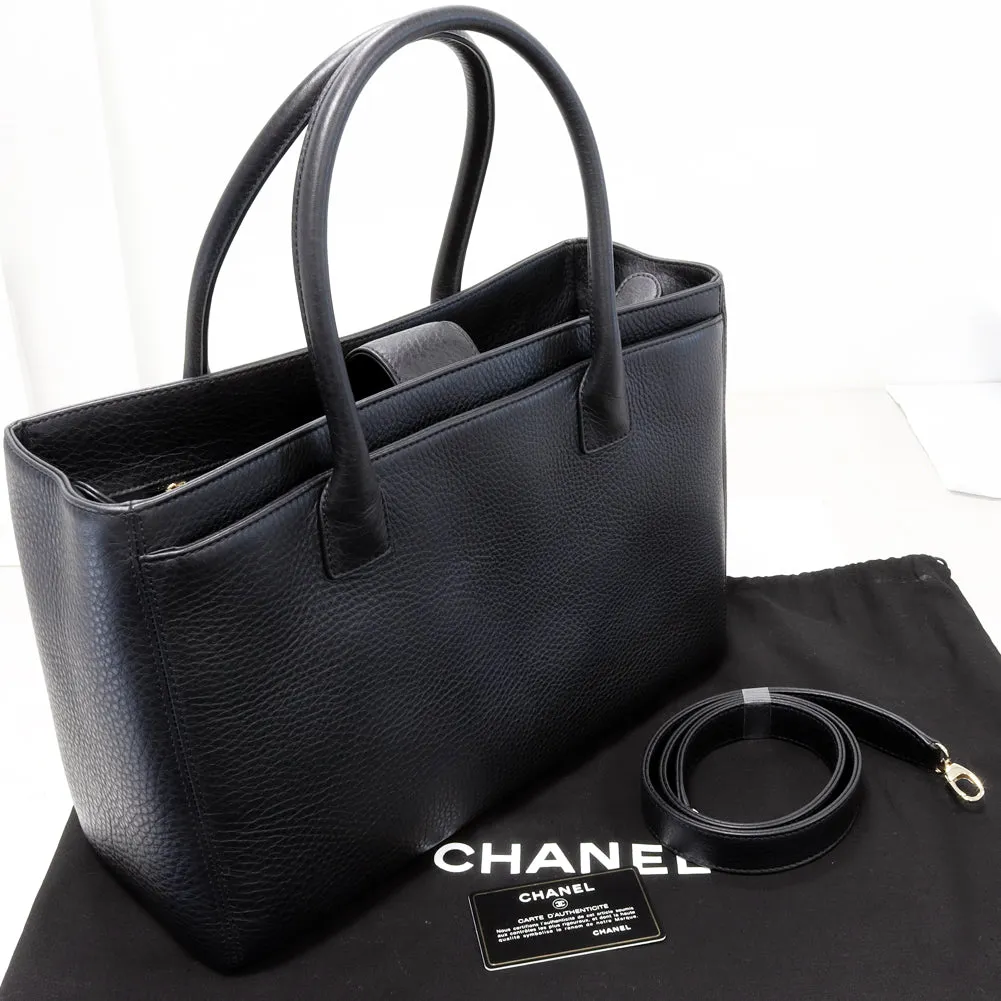 Chanel 2WAY Tote Bag Soft Caviar Skin Black