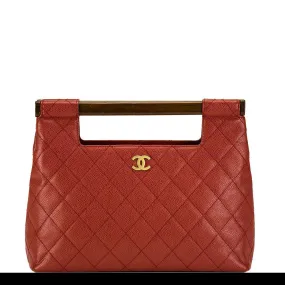 Chanel Deep Red Caviar Quilted Clutch Tote