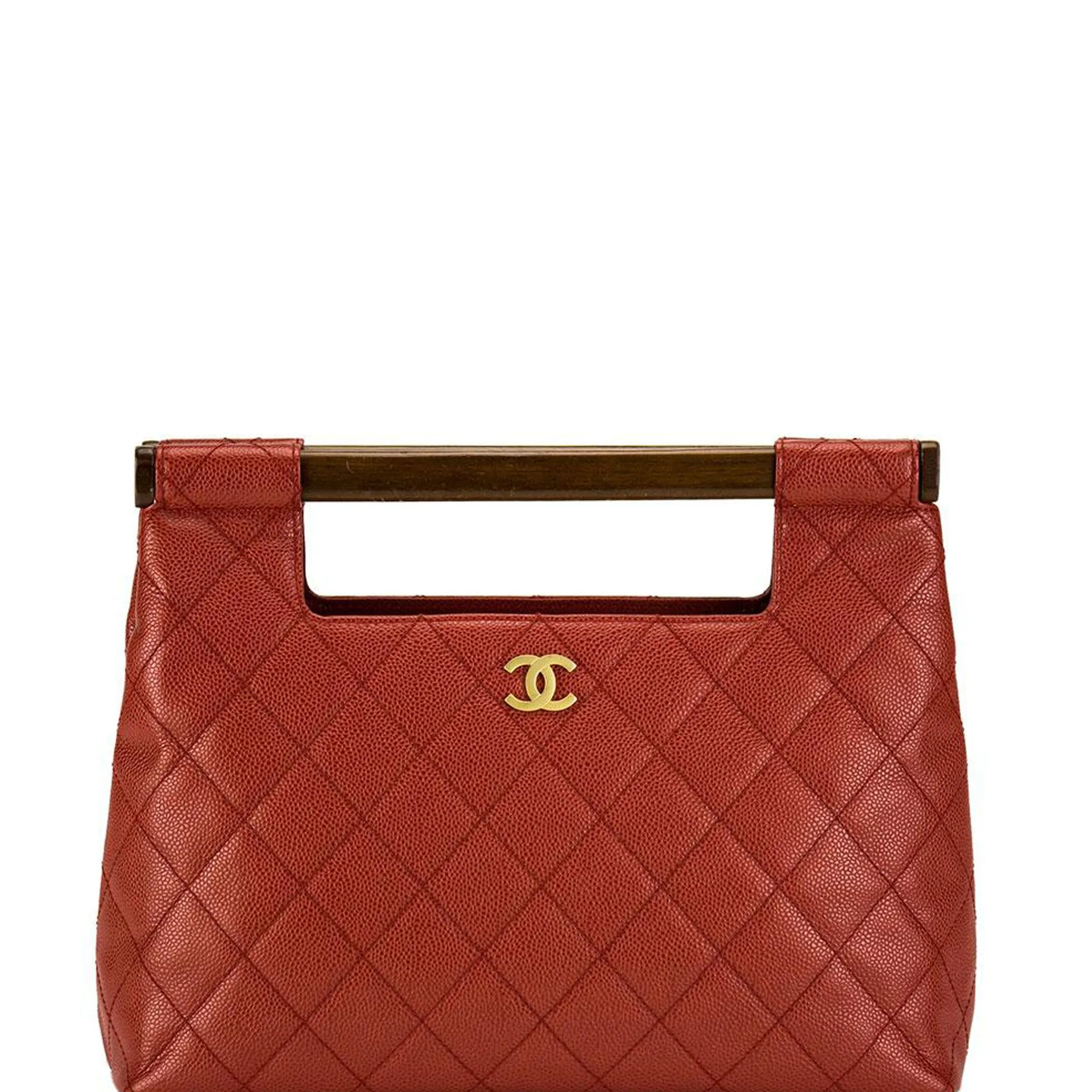 Chanel Deep Red Caviar Quilted Clutch Tote