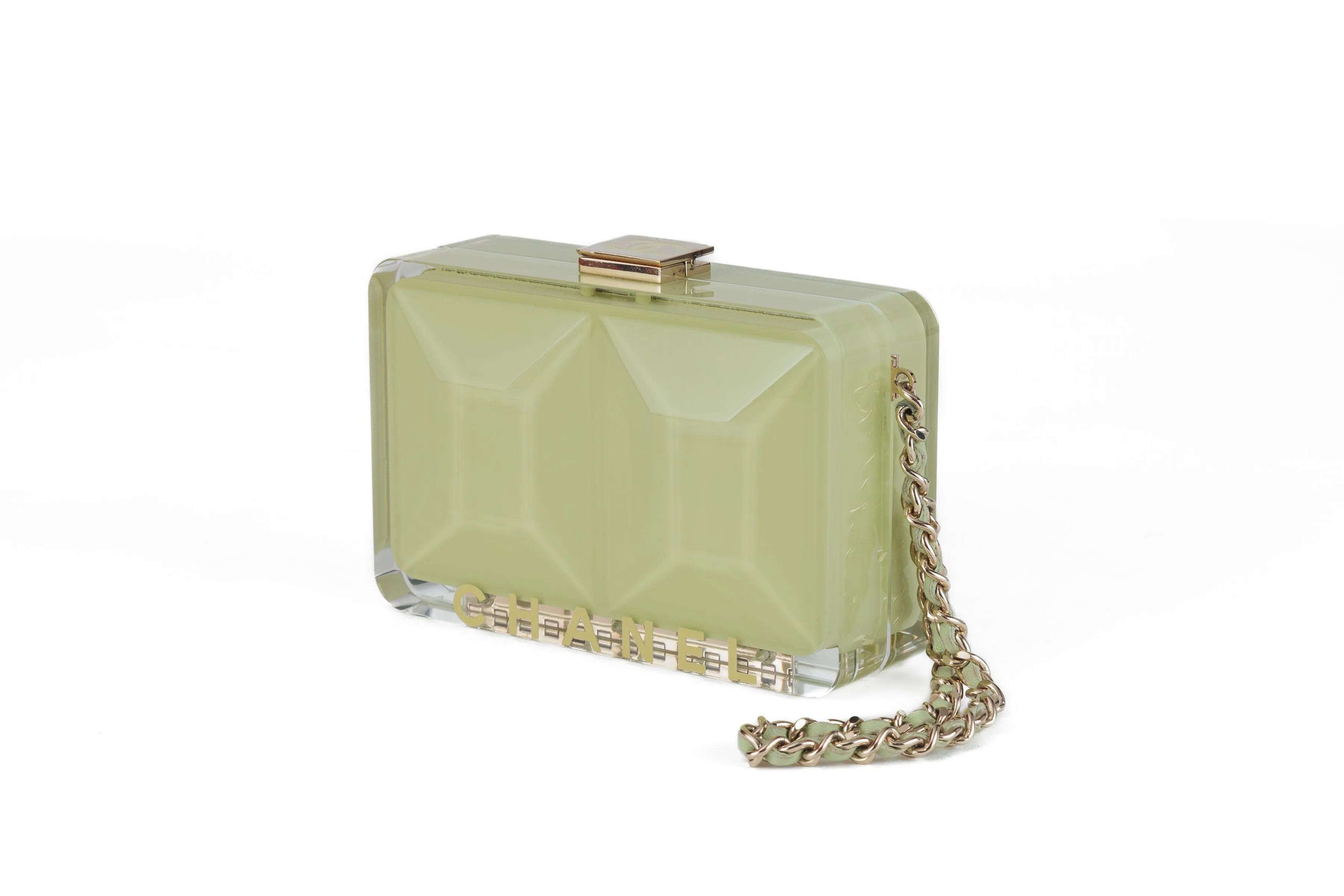 Chanel Mint Green Resin Vintage Mini Clutch Runway 1984