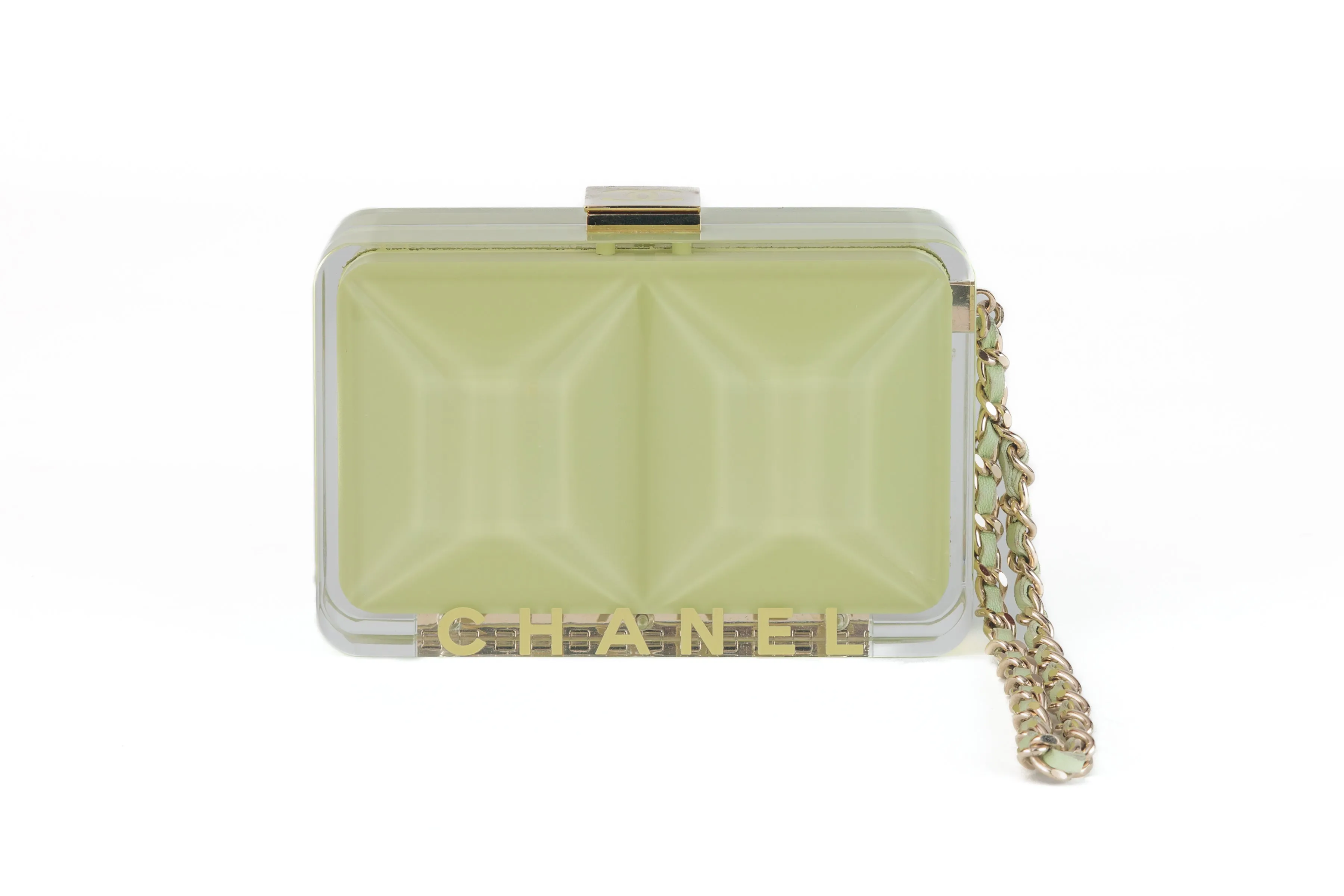 Chanel Mint Green Resin Vintage Mini Clutch Runway 1984