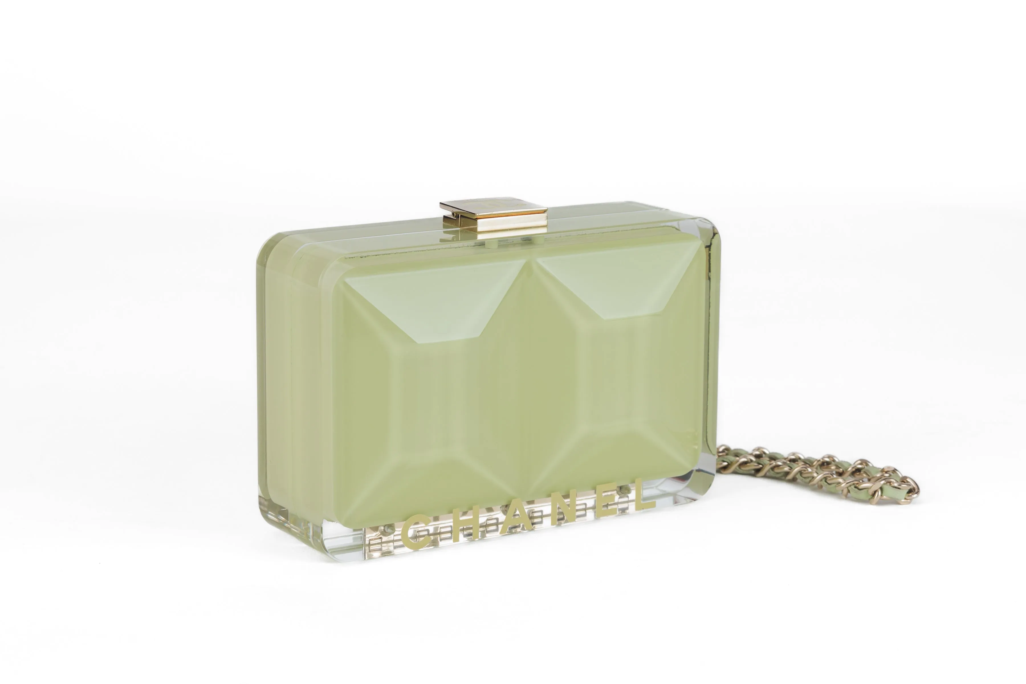 Chanel Mint Green Resin Vintage Mini Clutch Runway 1984