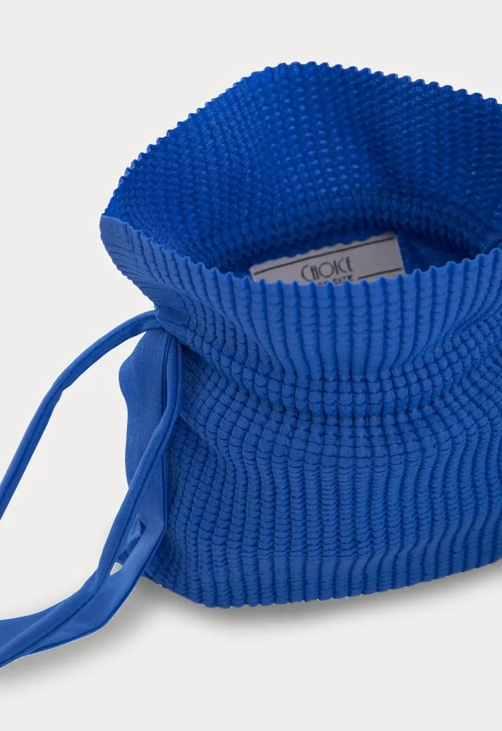 Choice Textured Drawstring Pouch Bag Cobalt