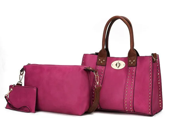 City Chic Satchel Handbag- 3 Piece Set