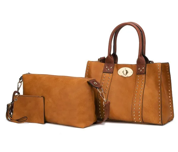 City Chic Satchel Handbag- 3 Piece Set