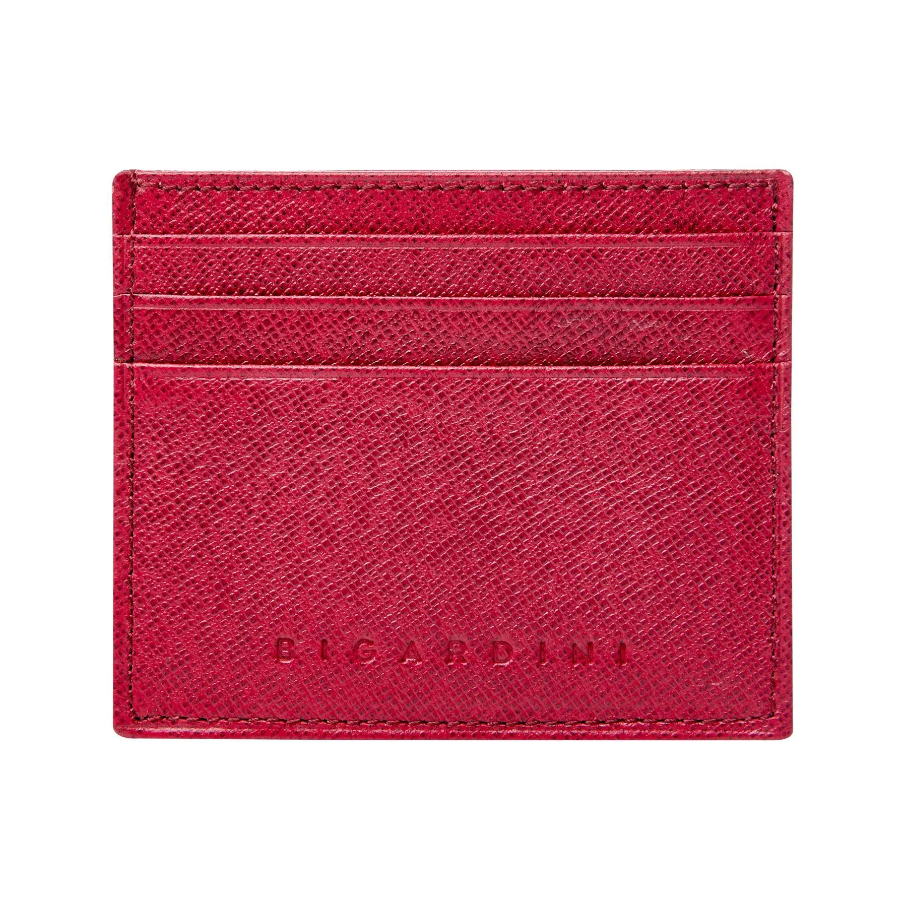 Claret Red Unisex Saffiano Leather Slim Card Wallet