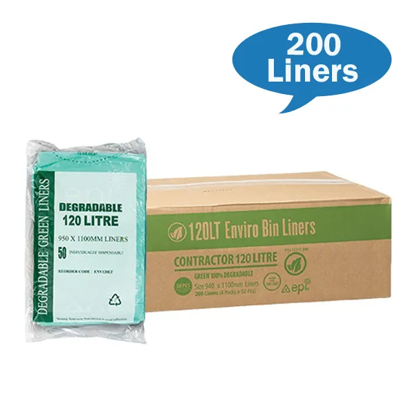 Contractor Degradeable 120Lt Green Bin Liners