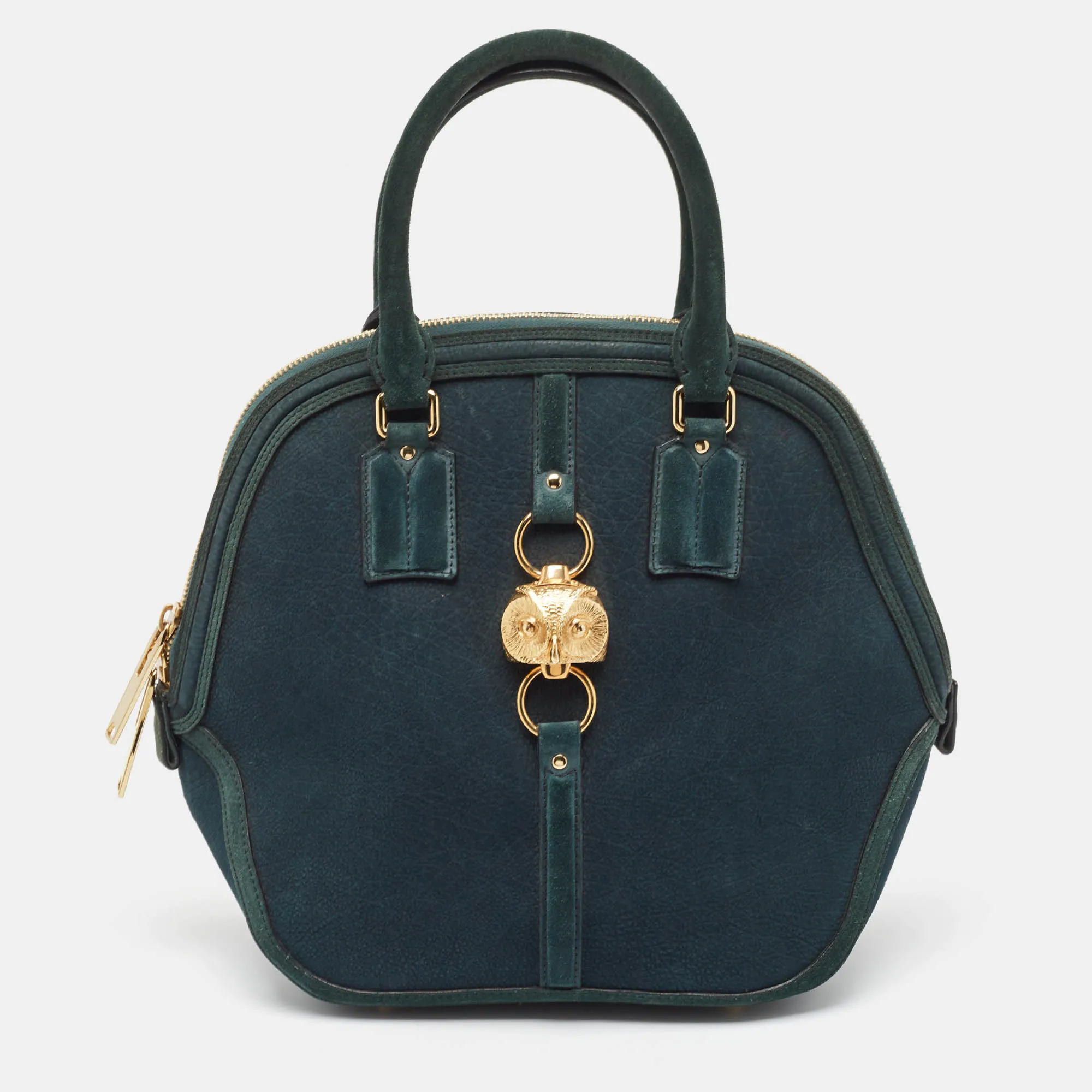 Dark Green Nubuck Leather Orchard Satchel