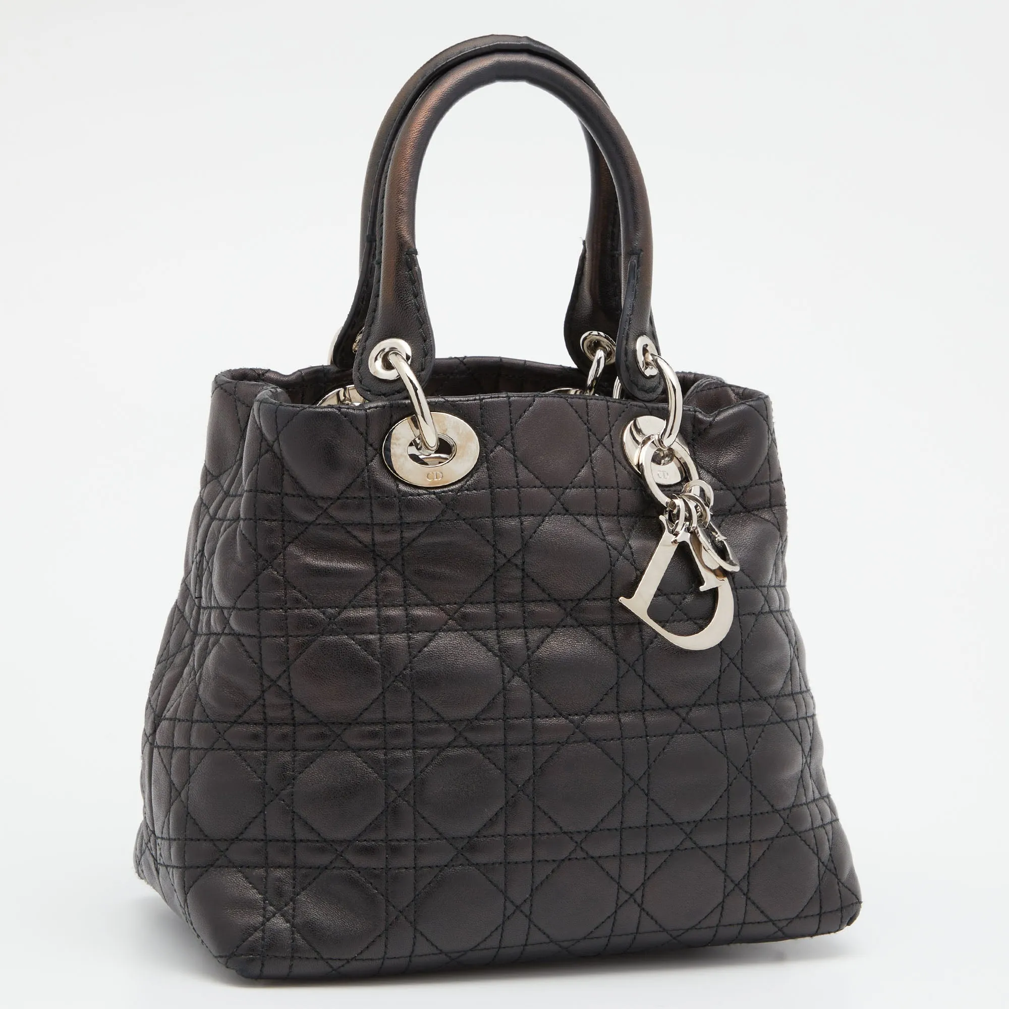 DIOR Black Cannage Leather Soft Lady  Tote