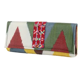 Du Monde Collection - Bianca Silk Ikat   Guatemalan Textile Clutch - Multi