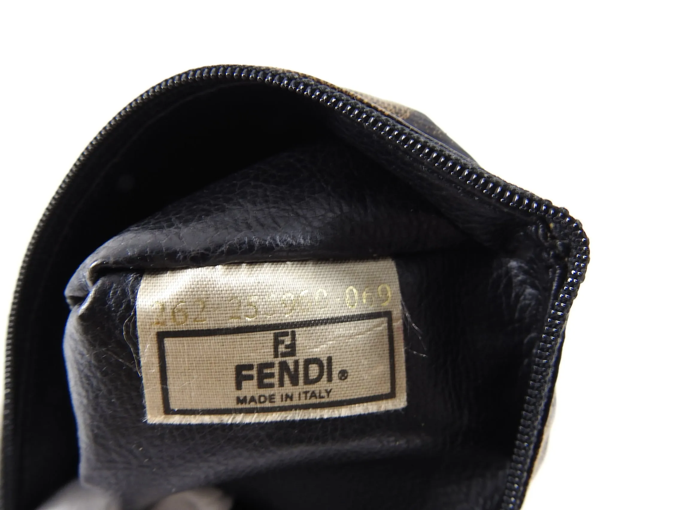 Fendi Vintage Early 1990's Pequin Coated Canvas Cosmetic Small Clutch Bag