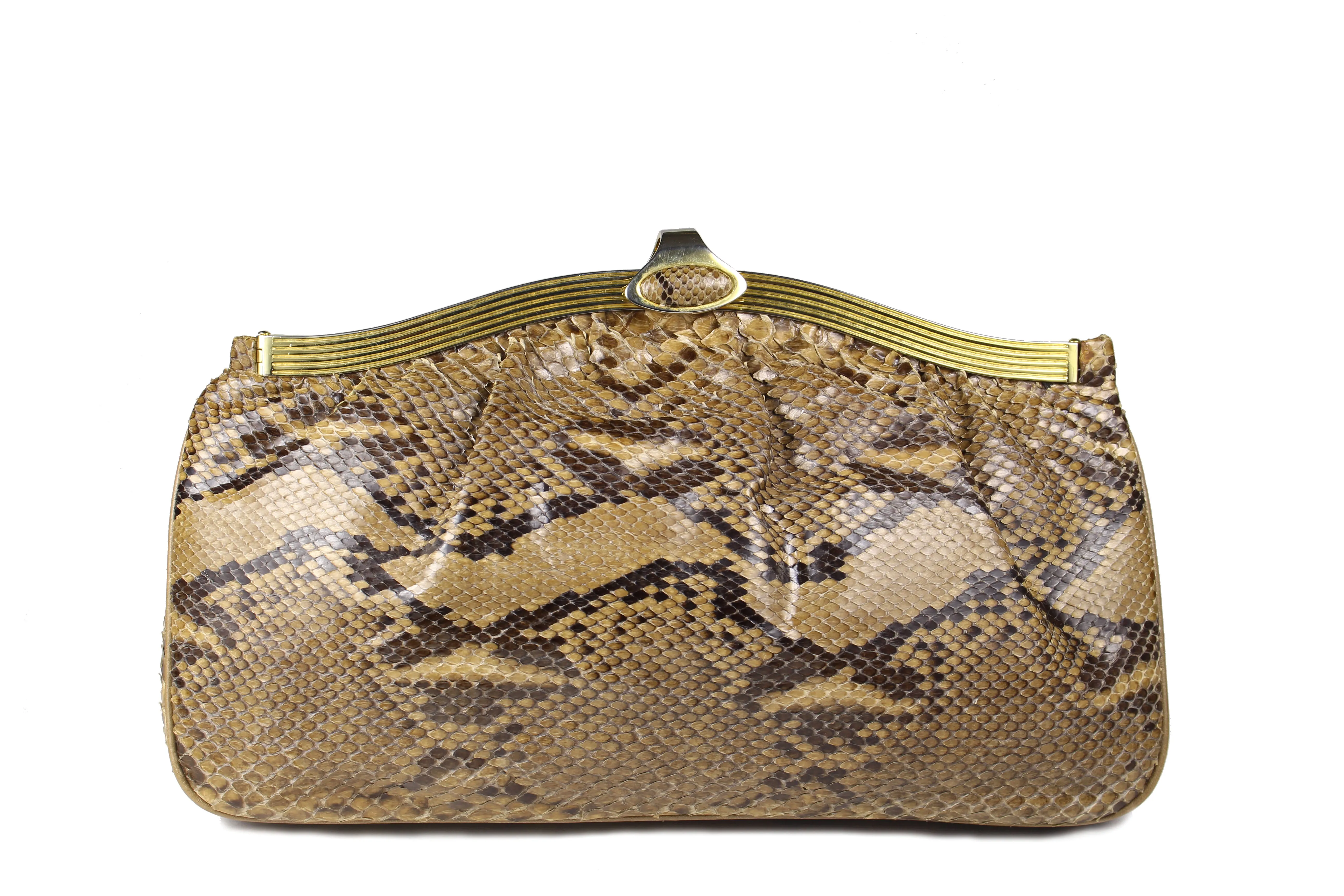 FINESSE La MODEL taupe python snakeskin handbag