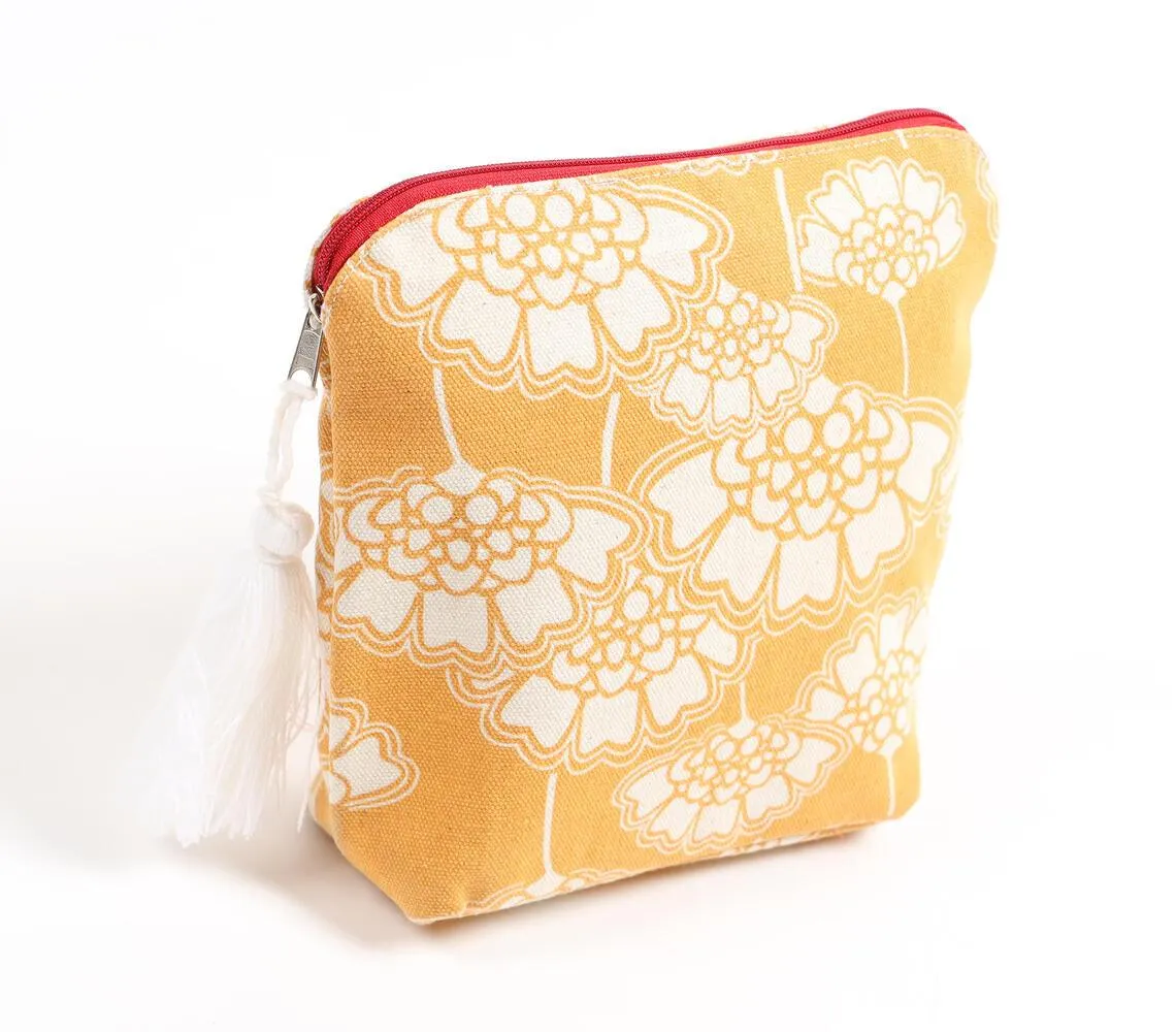 Floral Yellow embroidered Big Pouch