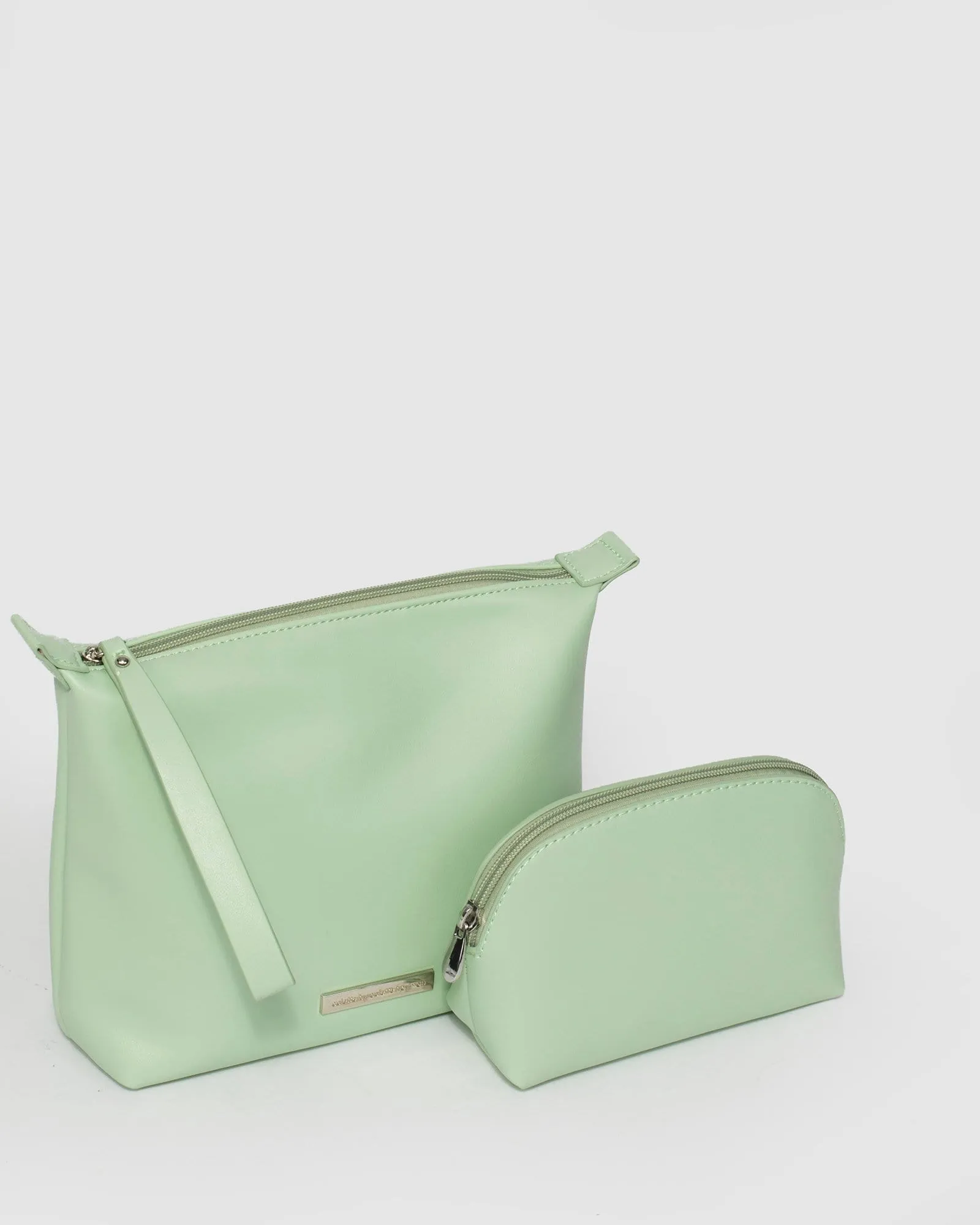 Green Double Pouch Cosmetic Case