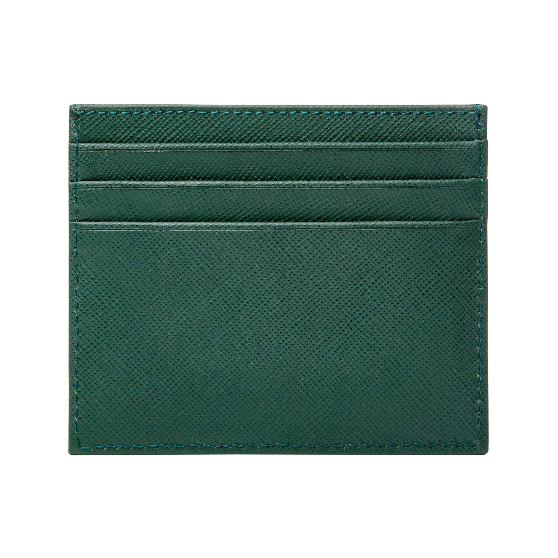 Green Unisex Saffiano Leather Card Wallet