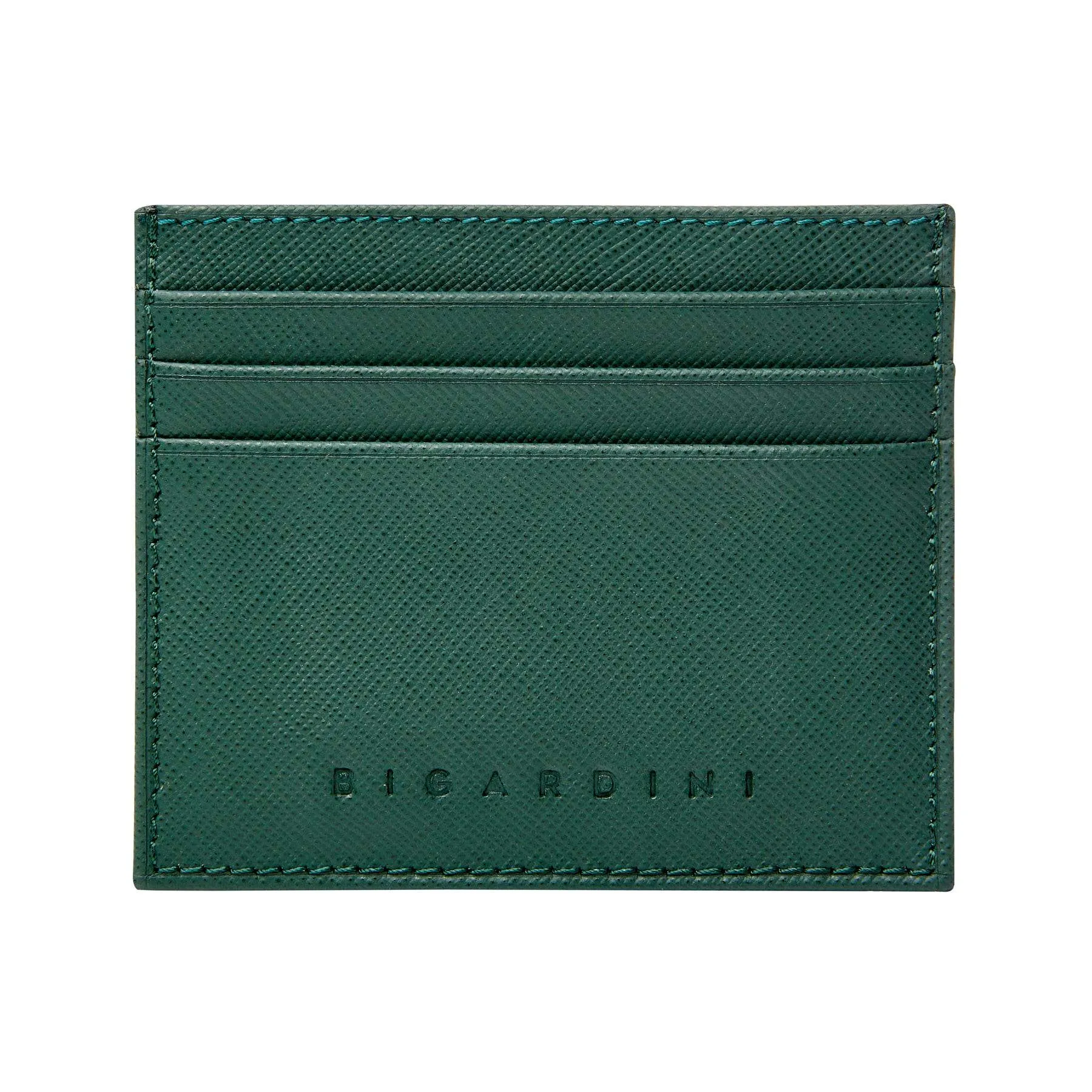 Green Unisex Saffiano Leather Card Wallet