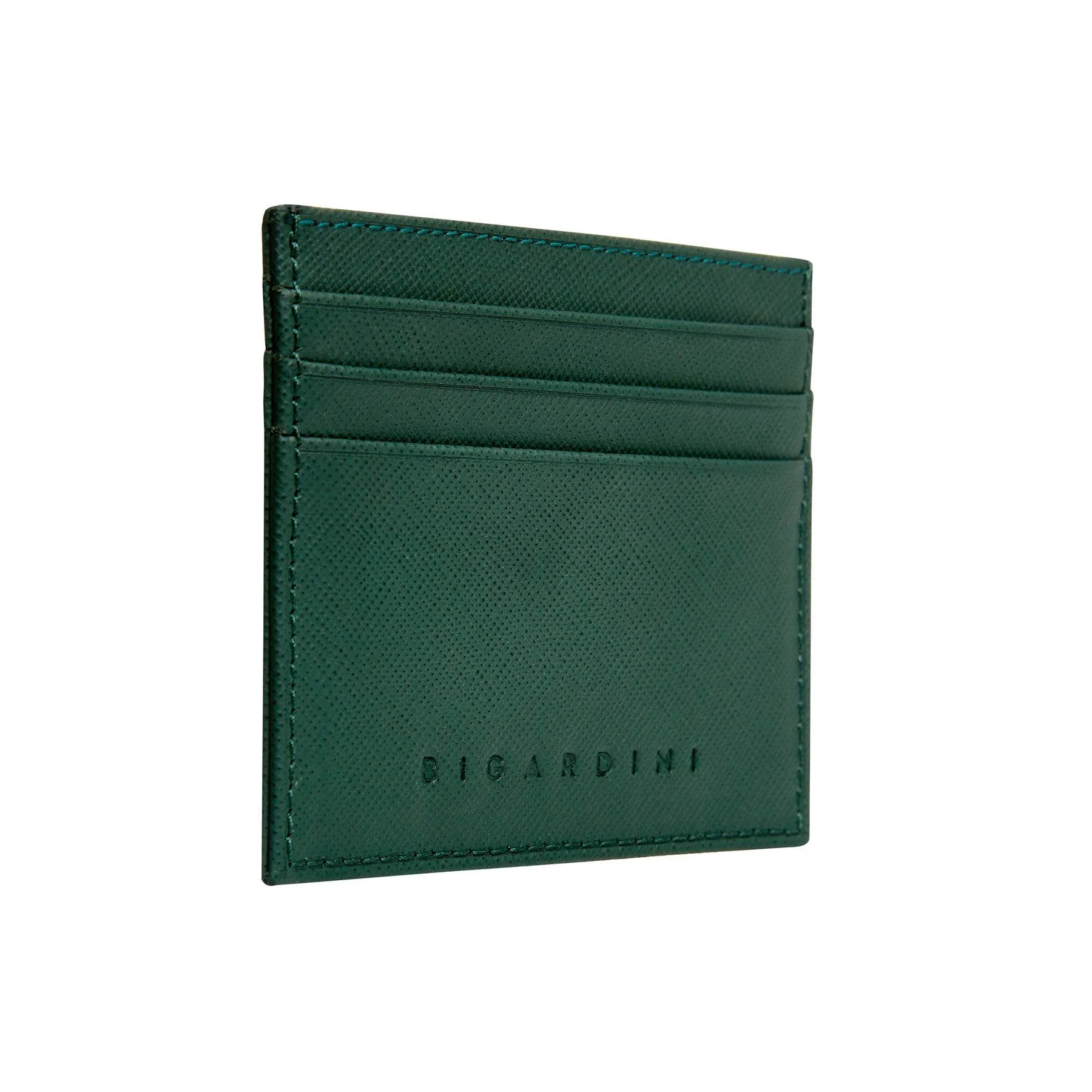 Green Unisex Saffiano Leather Card Wallet