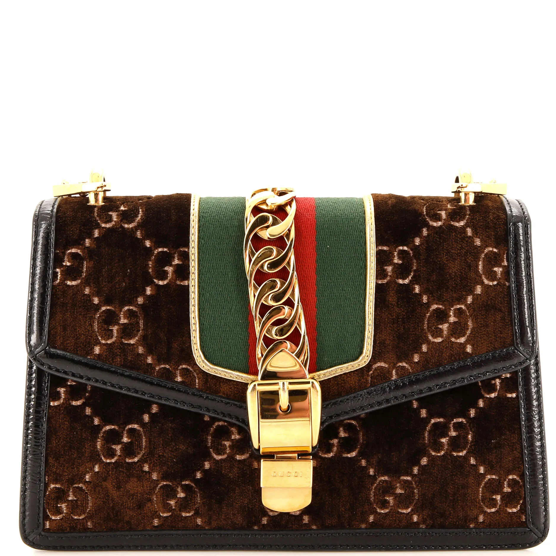 GUCCI Sylvie Shoulder Bag GG Velvet Small