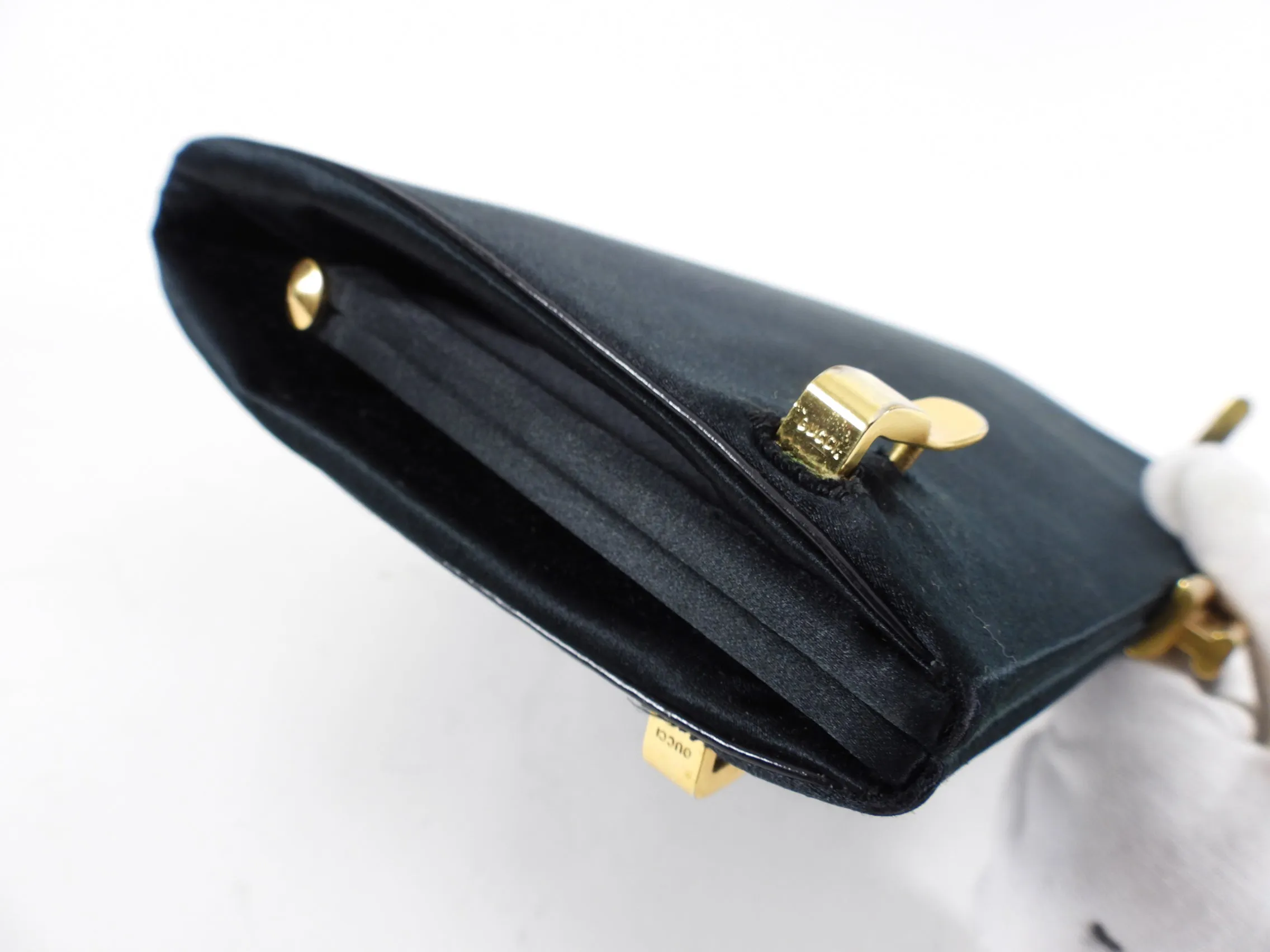 Gucci Vintage 1950’s Black Silk Satin Convertible Clutch Bag