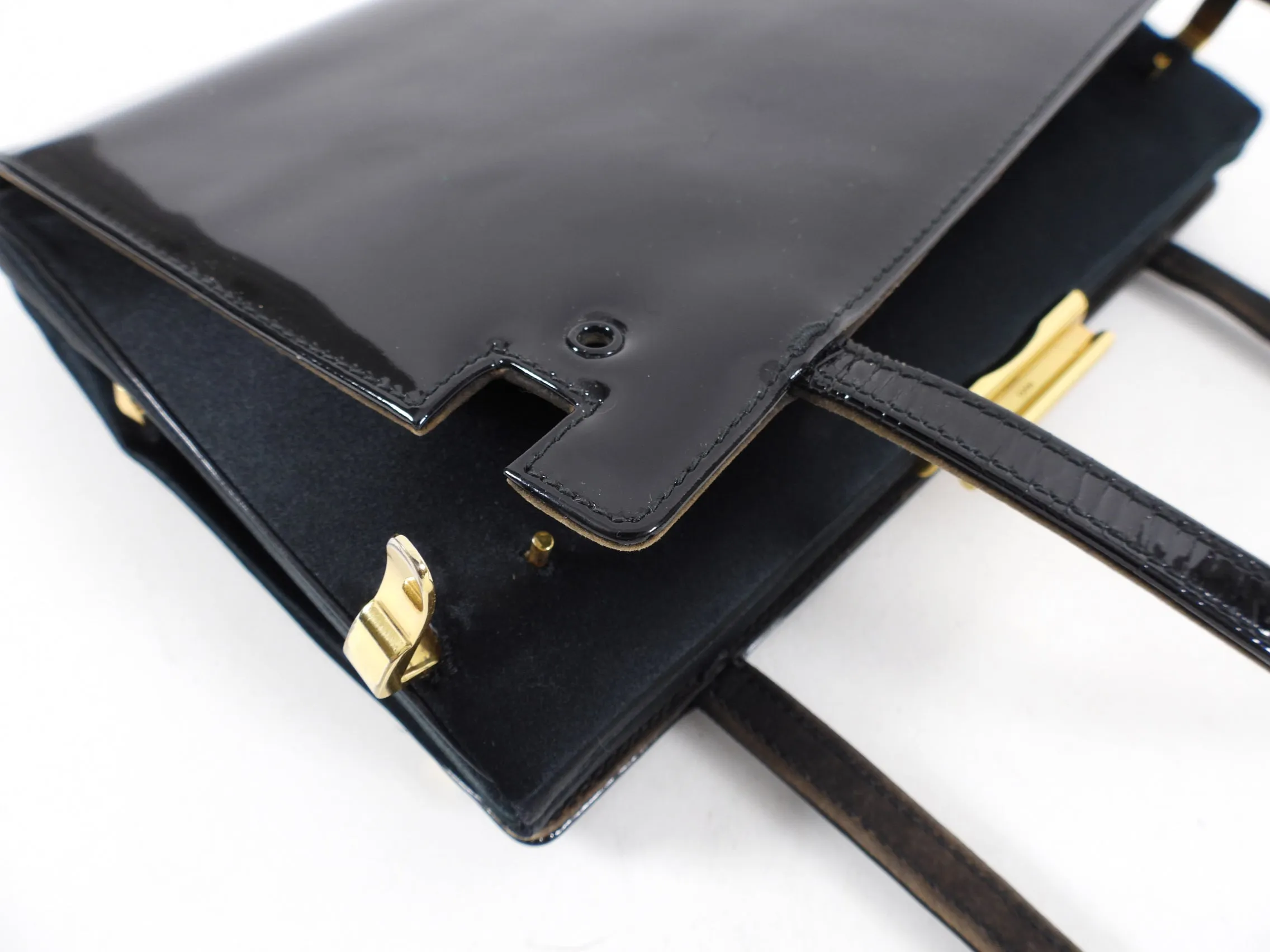 Gucci Vintage 1950’s Black Silk Satin Convertible Clutch Bag