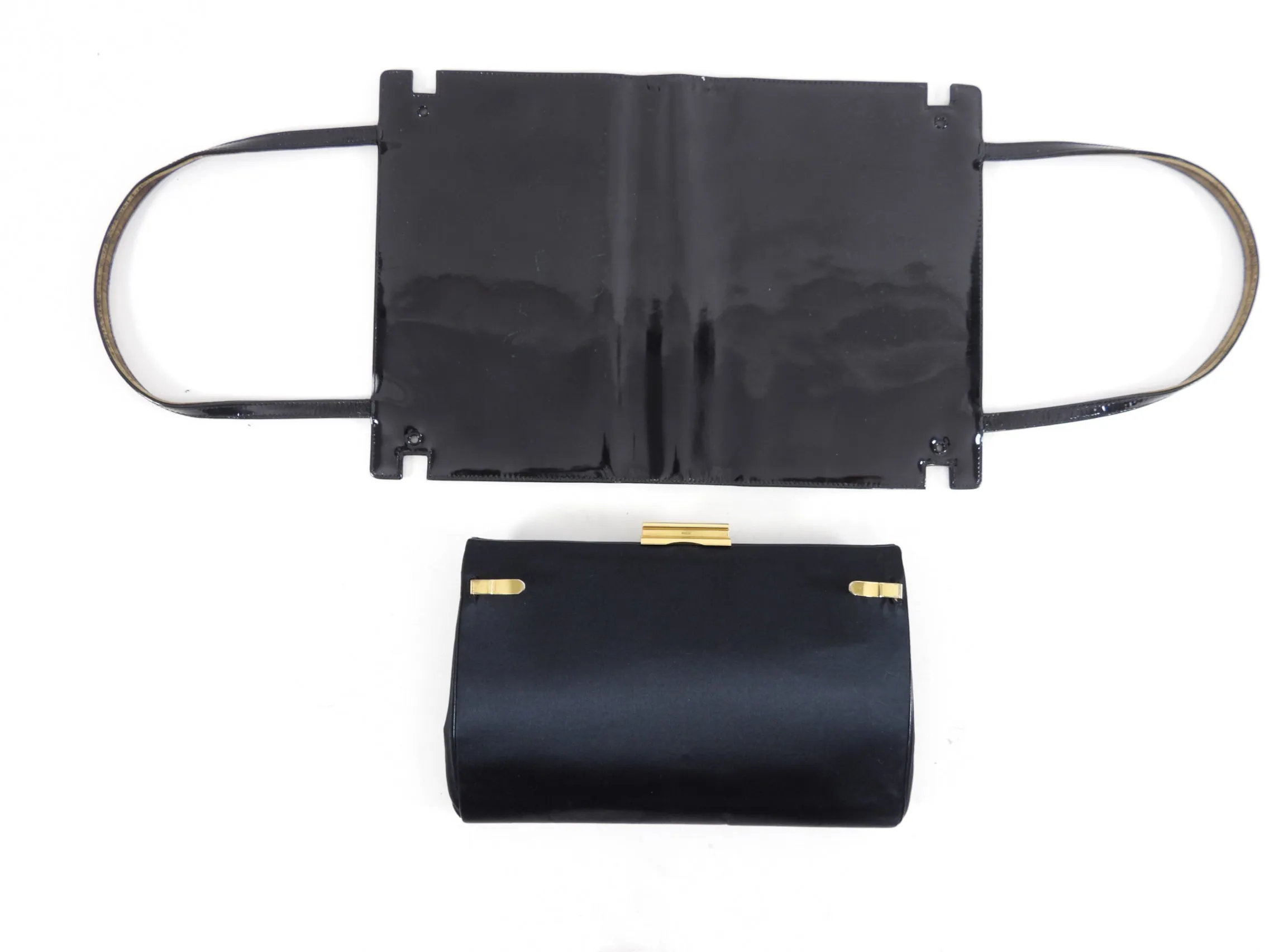 Gucci Vintage 1950’s Black Silk Satin Convertible Clutch Bag