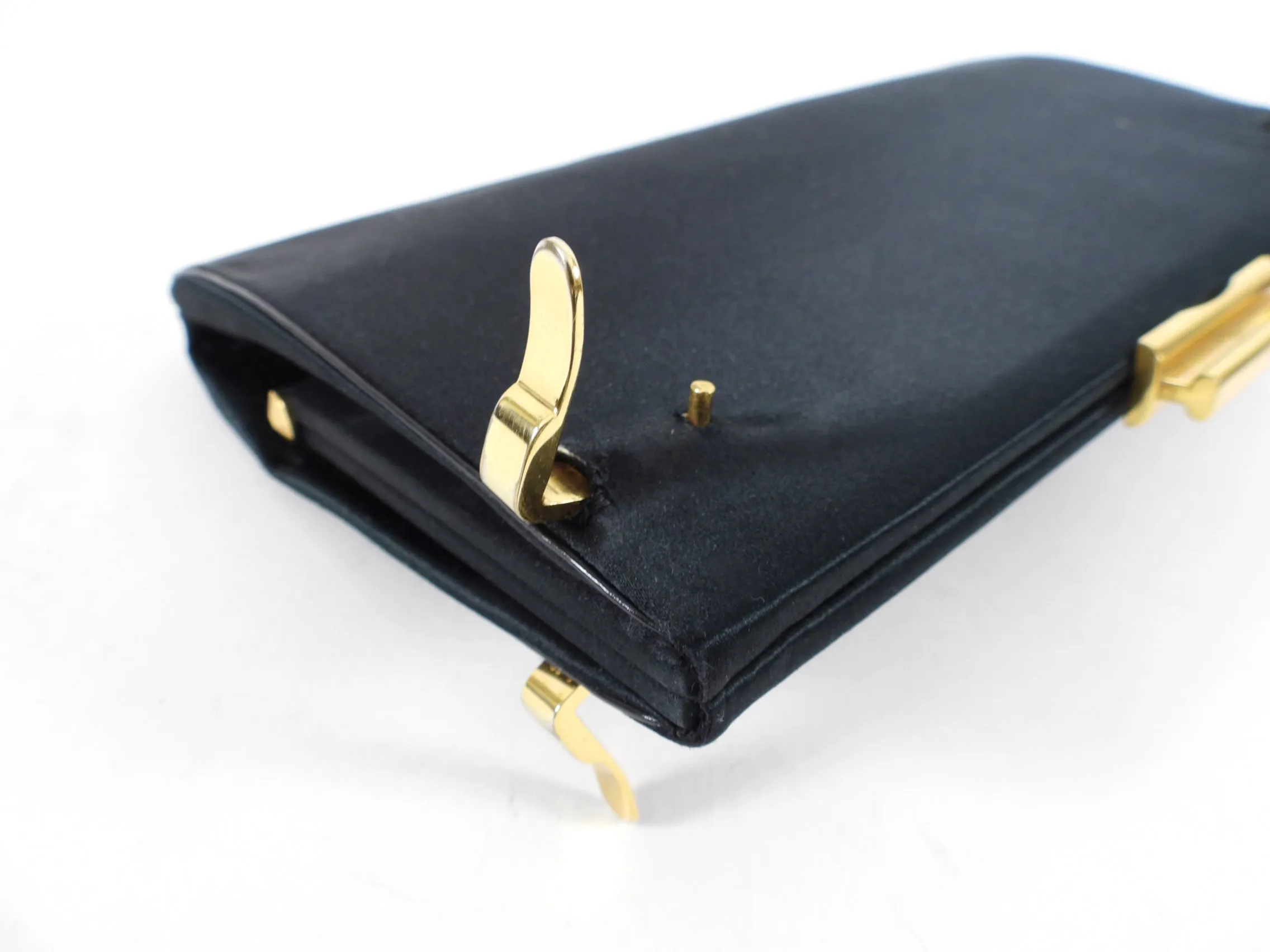 Gucci Vintage 1950’s Black Silk Satin Convertible Clutch Bag