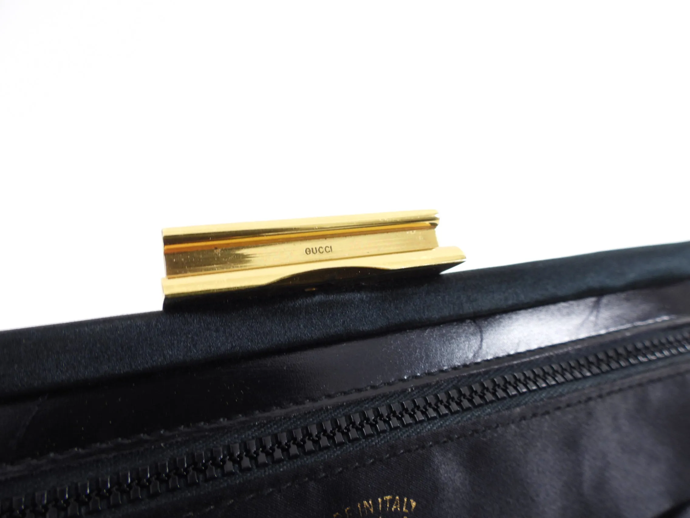 Gucci Vintage 1950’s Black Silk Satin Convertible Clutch Bag