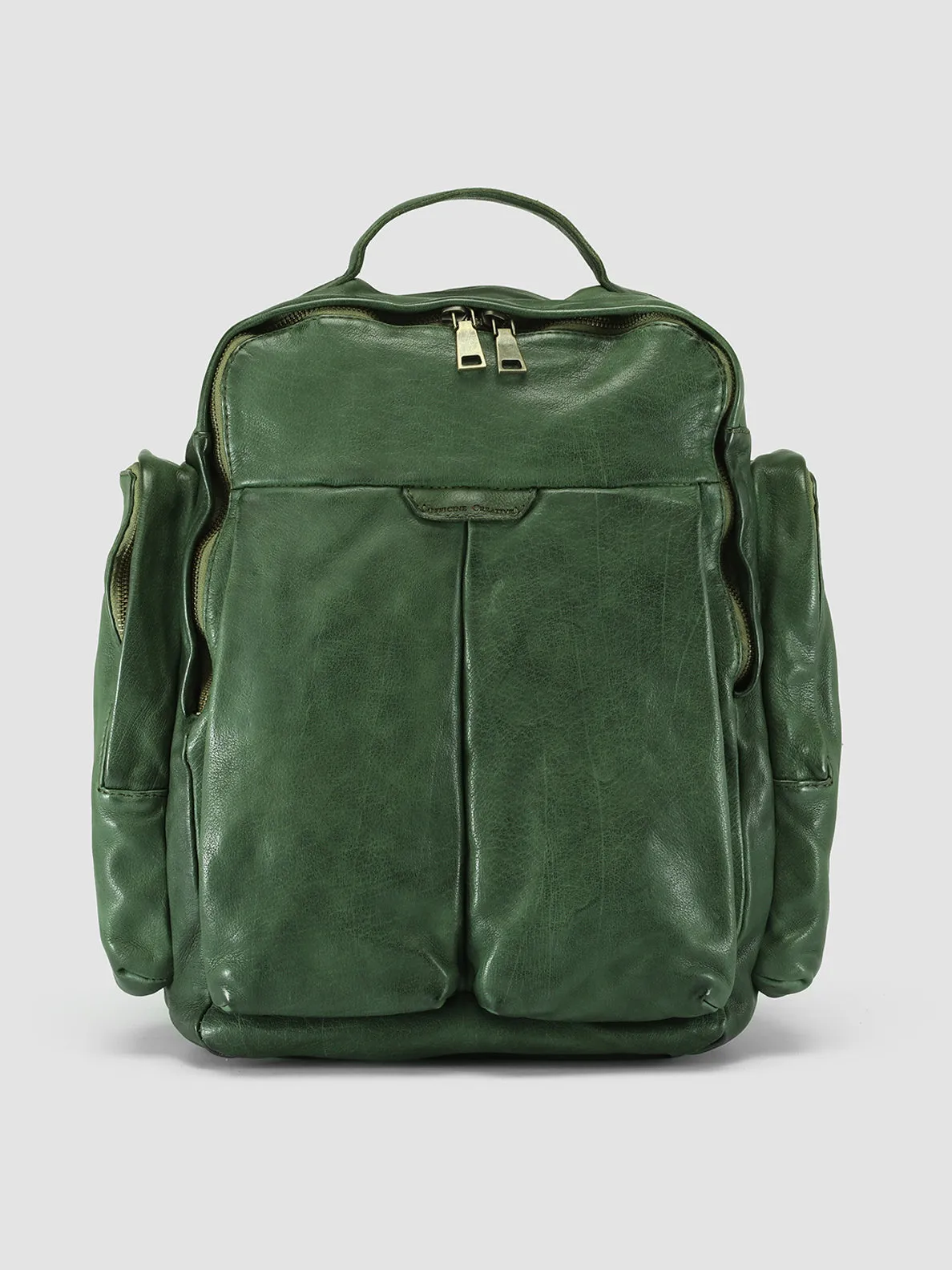 HELMET 042 - Green Leather Backpack