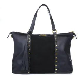 Iman Global Chic Leather & Suede Studded Satchel