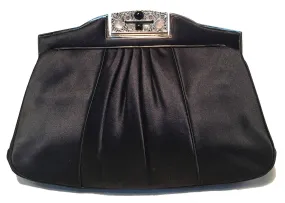 Judith Leiber Vintage Black Pleated Silk Clutch