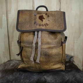 Leather Hide Backpack - Tan and Brown (Textured)