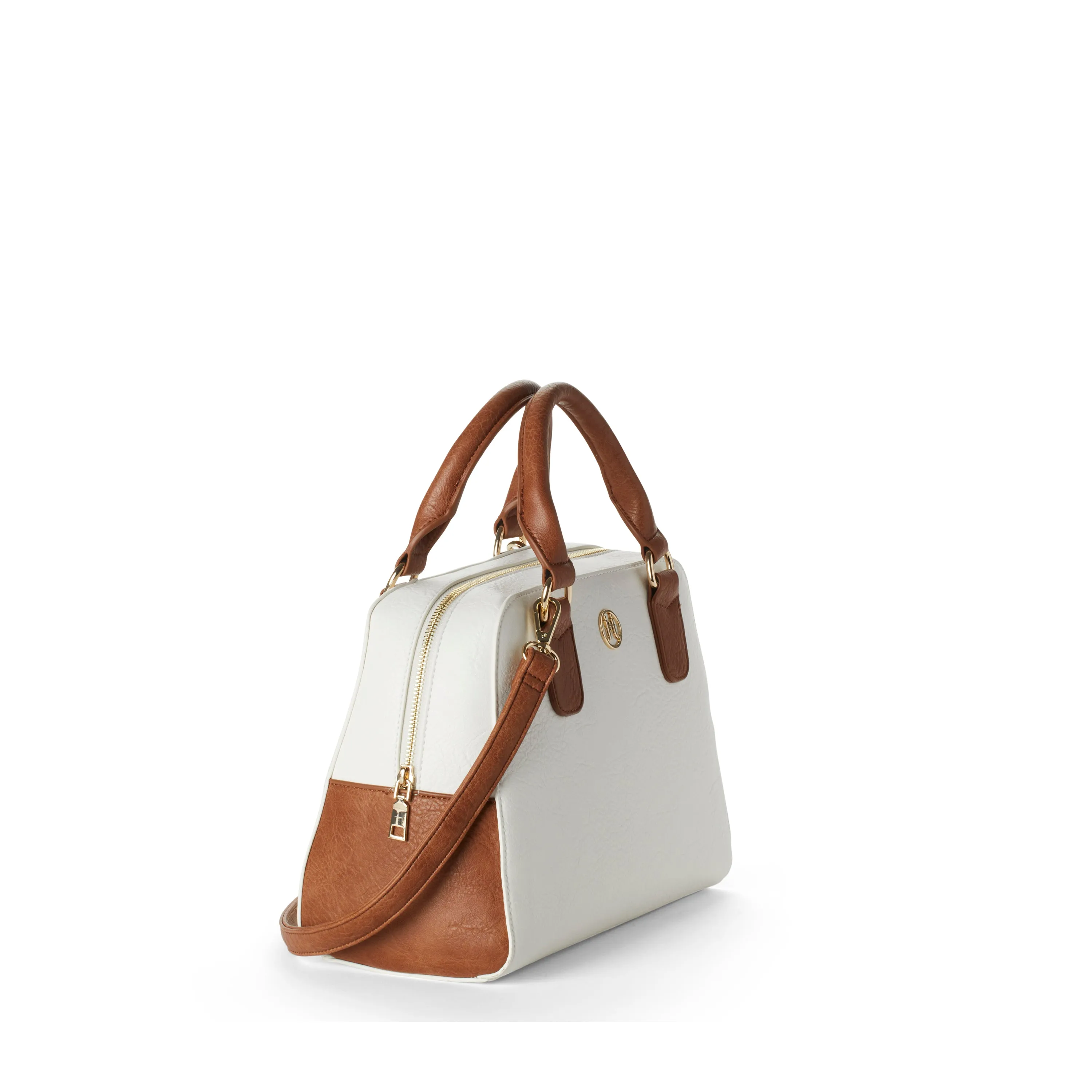 MADELYN Vegan Satchel in White   Camel