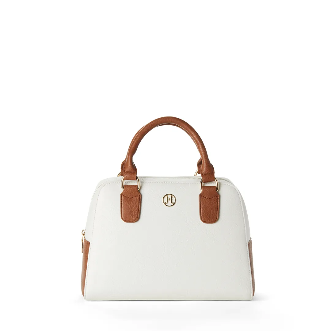 MADELYN Vegan Satchel in White   Camel