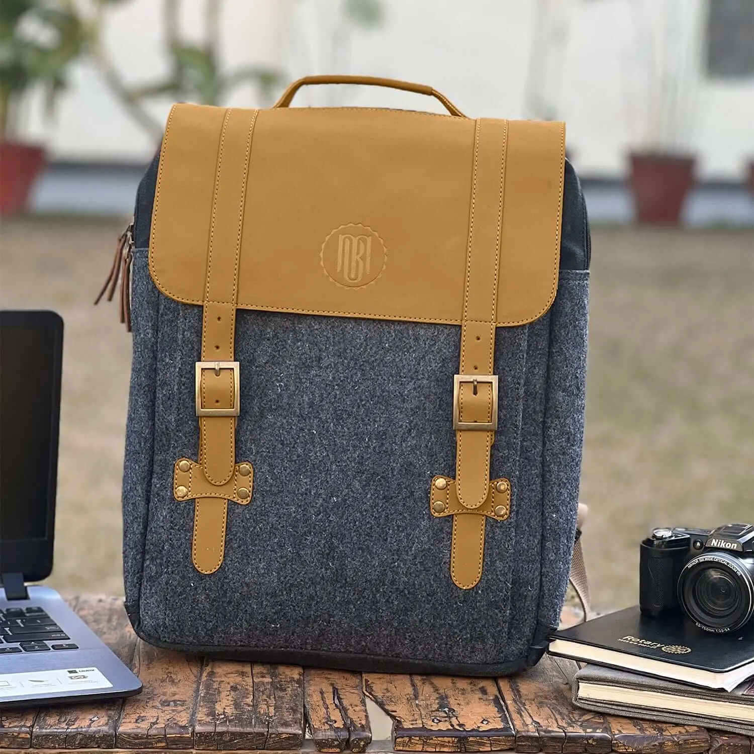 Mona B - Unisex Canvas Back Pack for Office | School and College with Upto 14" Laptop/ Mac Book/ Tablet: Arctic Dark Grey