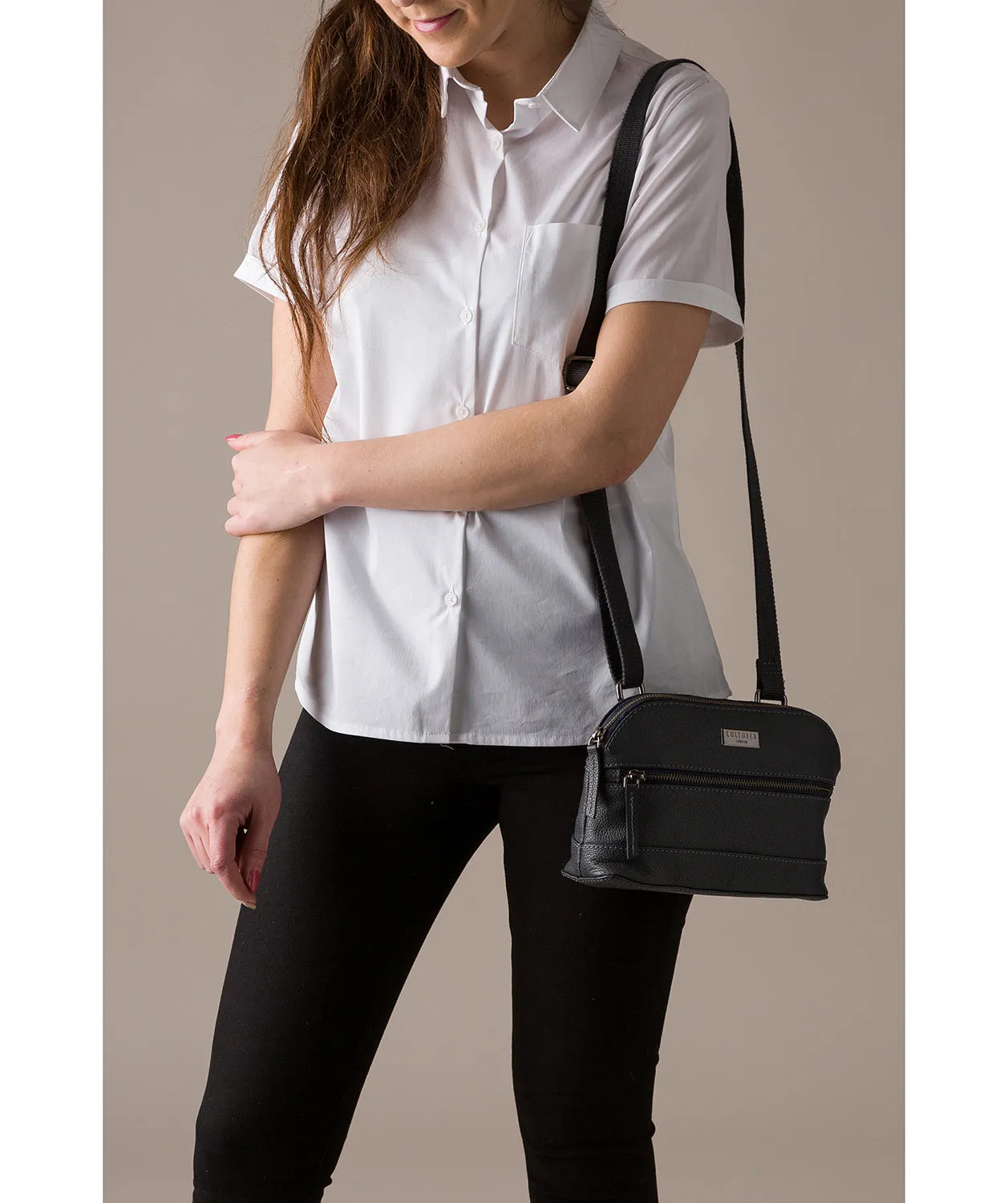 'Parma' Navy Small Leather Cross-Body Bag