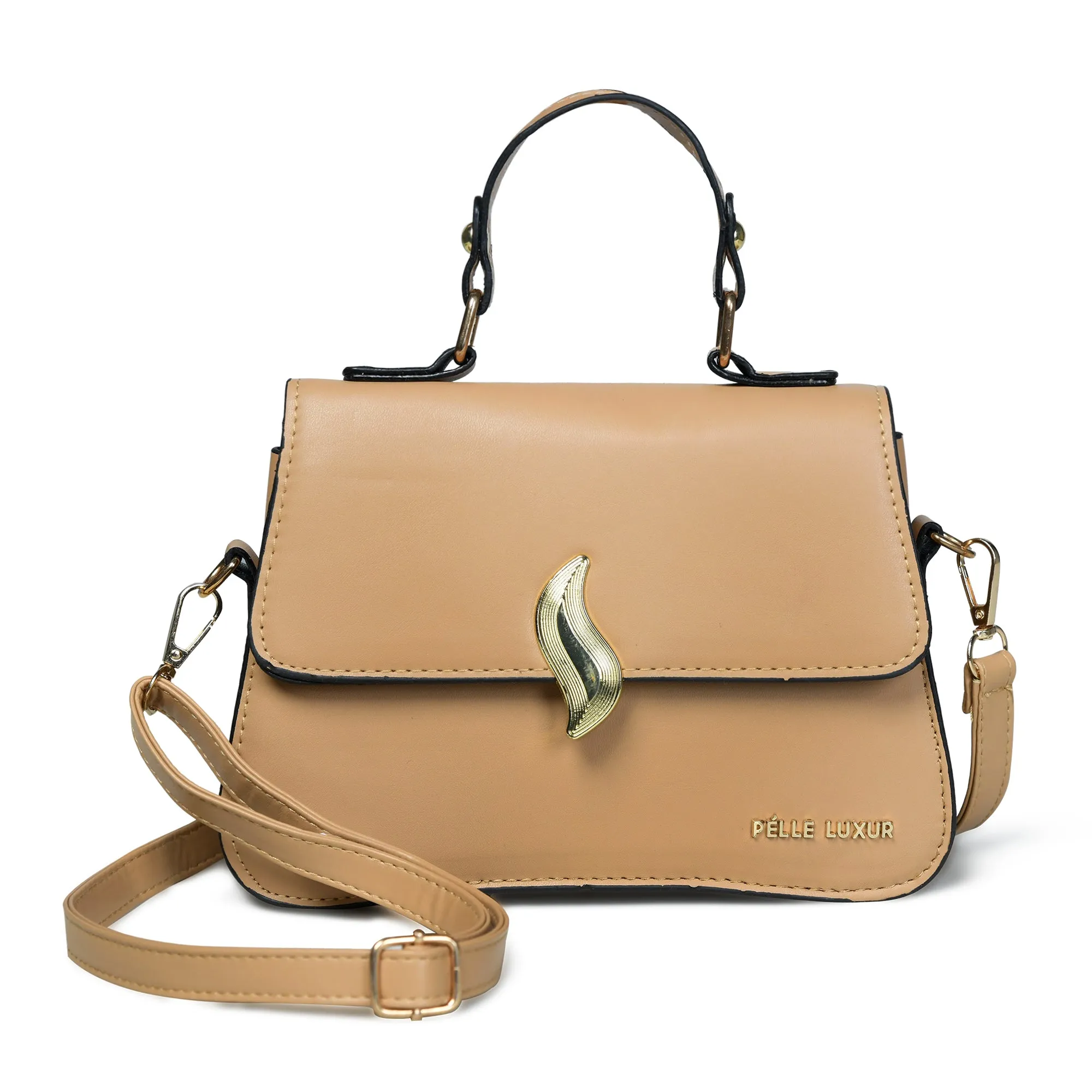 Pelle Luxure Women's PU Small Sling Bag – Available in Black, Baby Pink, and Khaki