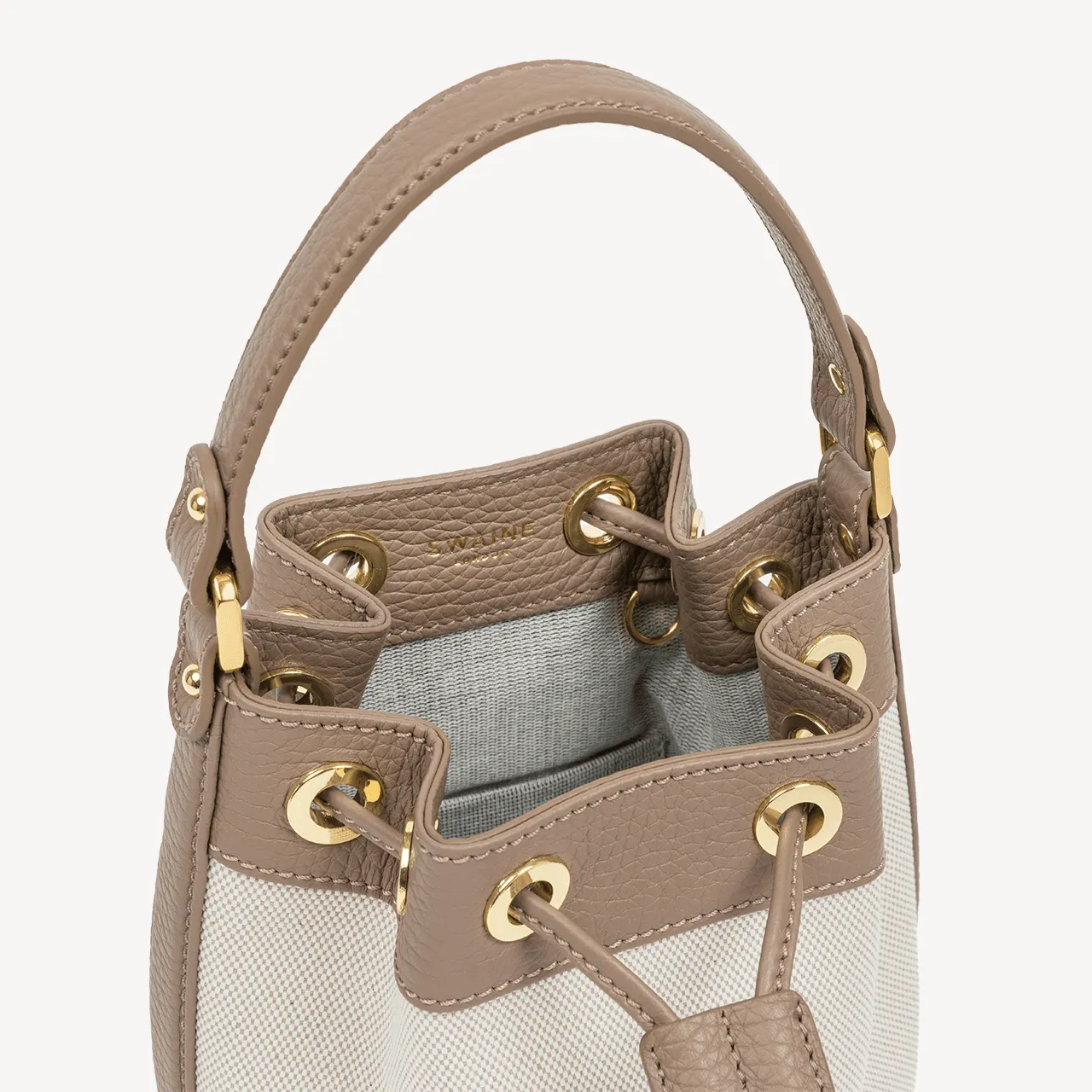 Pouch Bag - Taupe Pebble & Beige Canvas