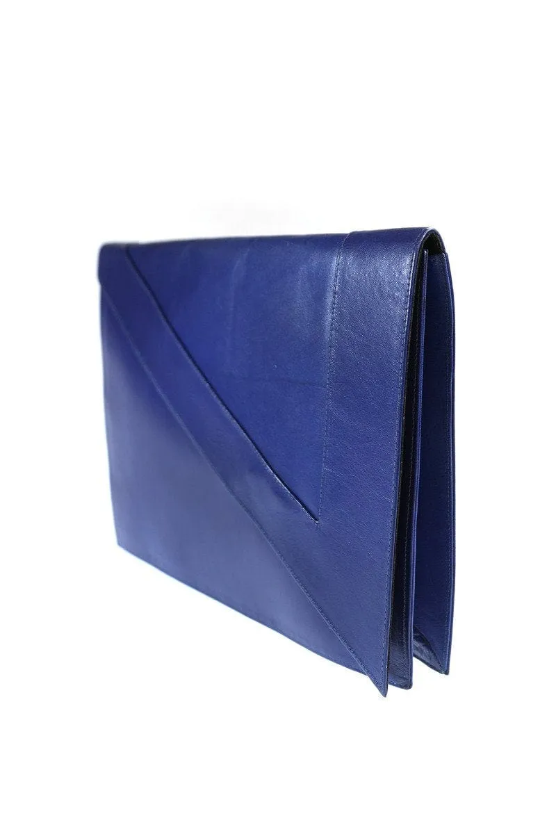 Safi Vintage Blue Diagonal Envelope Clutch