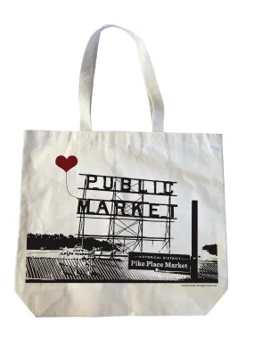 Seattle Pike Place Public Market Heavyweight Canvas Tote Bag